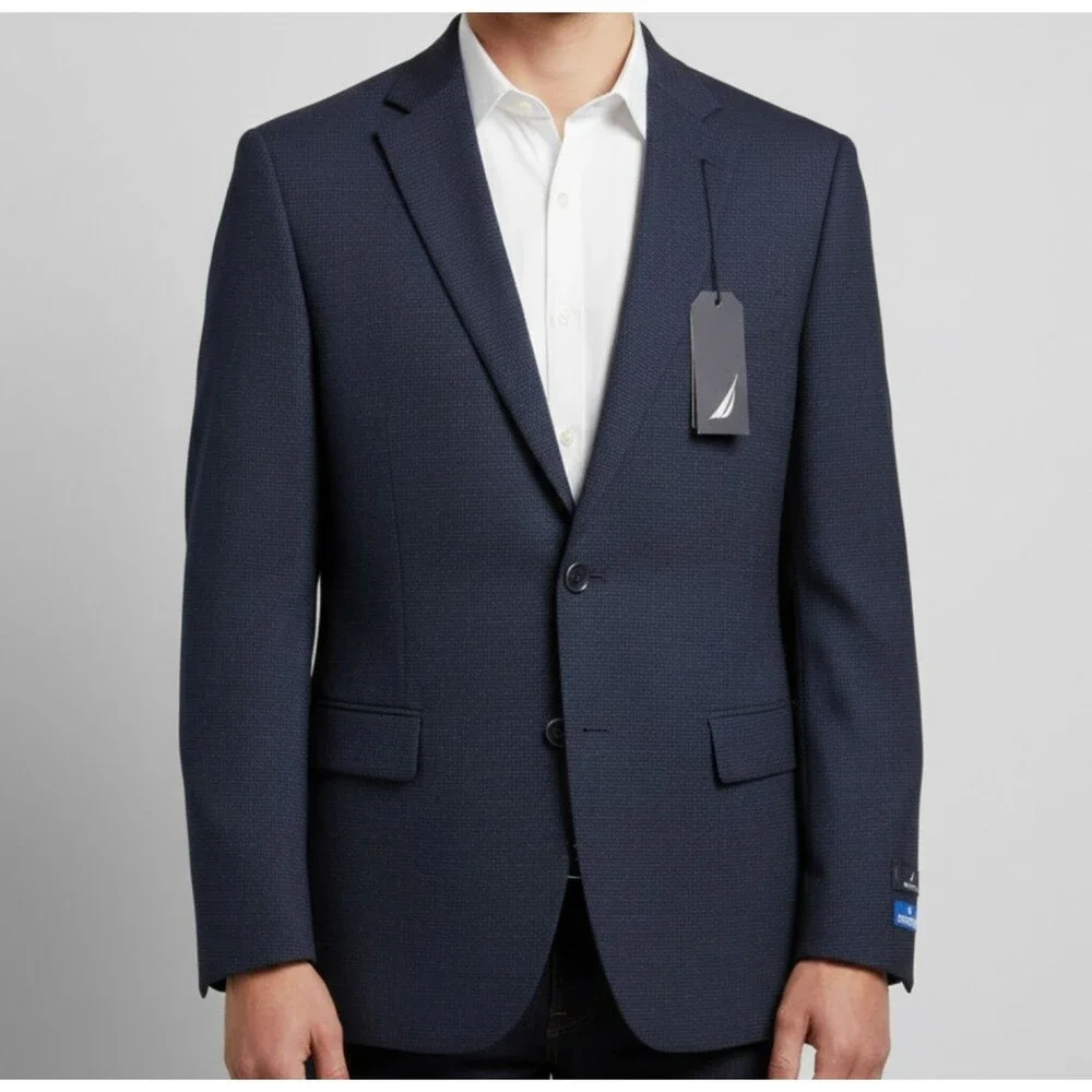 $ 264 NAUTICA Mens Blazer Sport Coat Two Button Jacket 40S Navy Blue 2-Vent